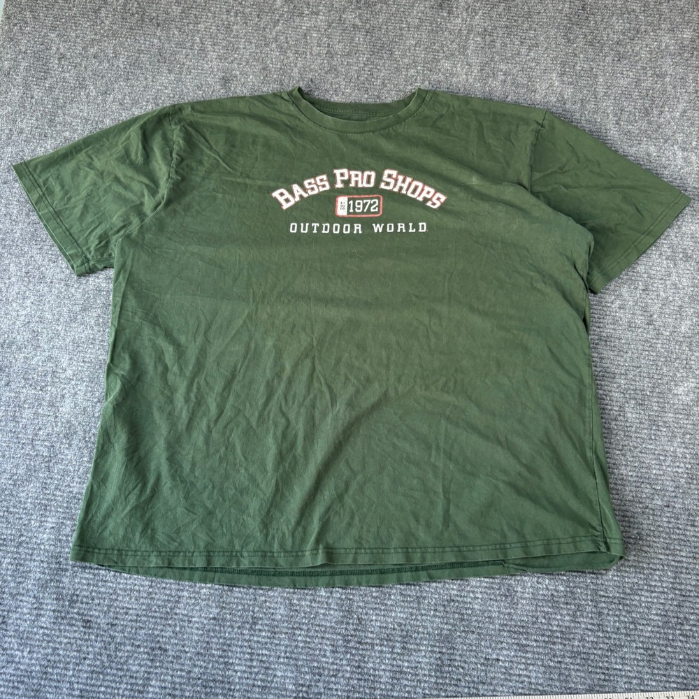 Bass Pro Shops Outdoor World 1972 Graphic T-Shirt Olive Green Mens 2XL XXL